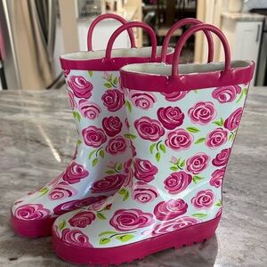 Hudson Baby Pink Floral Kids Rain Boots